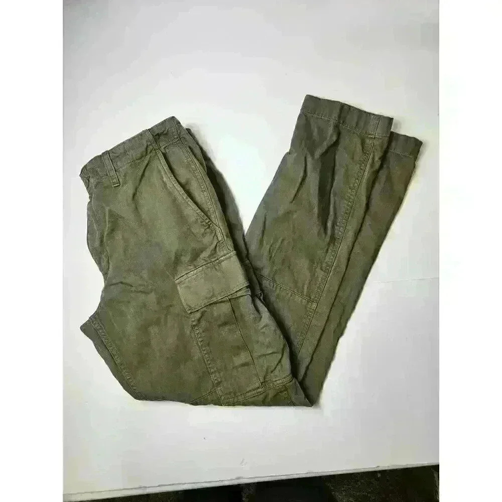 J Crew Slim Fit Stretch Cargo Olive Green 34x32 Button Pockets